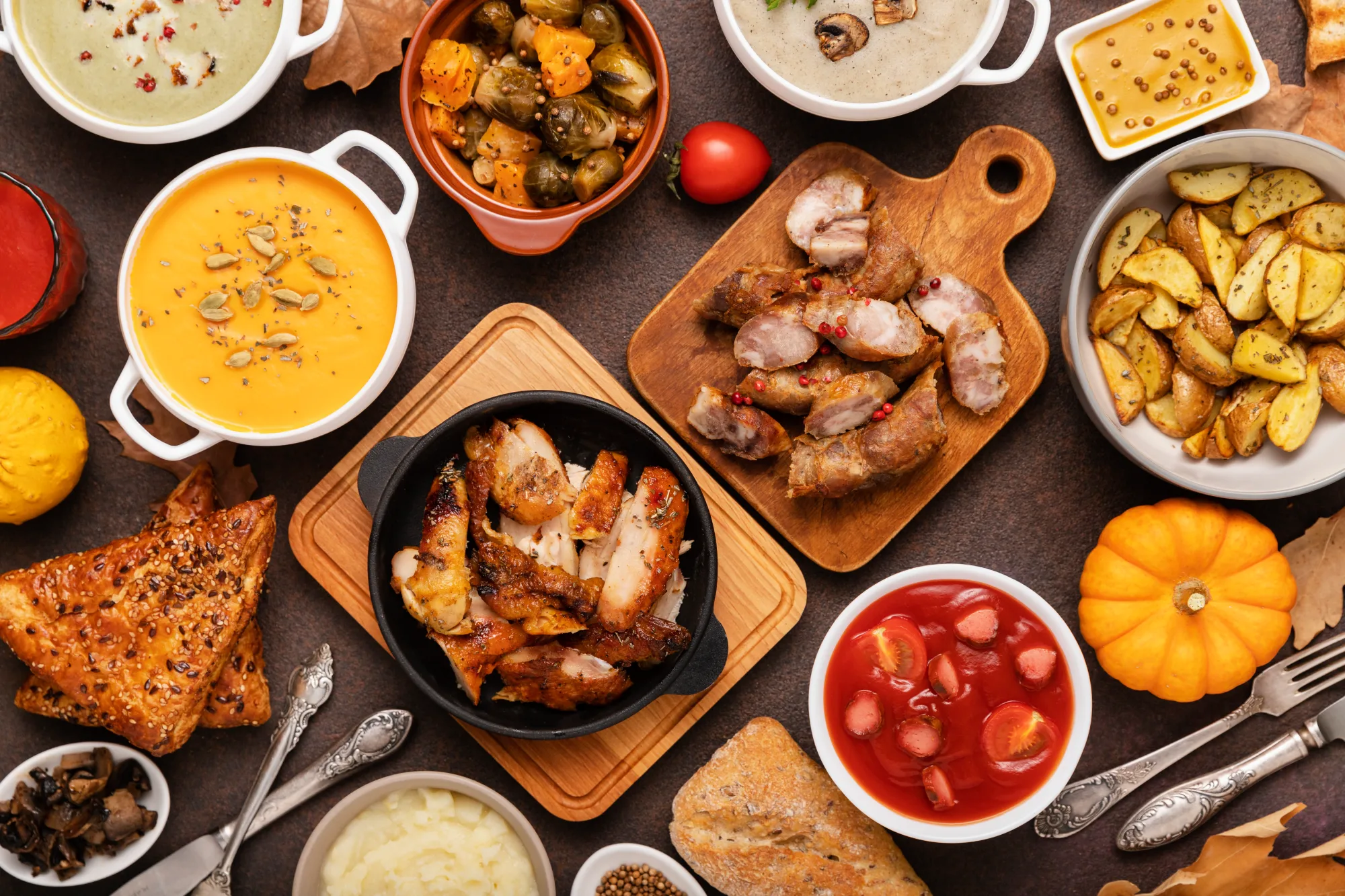 A table full of delicious catering dishes from Gourmet Deli